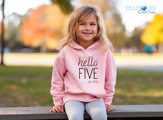 Hello Five Birthday Hoodie, Custom Kids Sweatshirt, Funny Birthday Gift