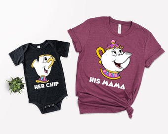 Camiseta a juego para mamá de Disney, dúo de la Sra. Potts y Chip para madre e hijo, regalo perfecto para el Día de la Madre.