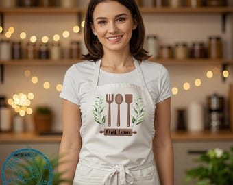 Delantal de lino personalizado – Regalo personalizado para chefs, delantal de cocina