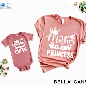 Mommy and Me Matching Shirts – Mommy of a Princess & Daughter of a Queen | Mother Daughter Outfit | Family Matching Tee| Mother’s Day Gift