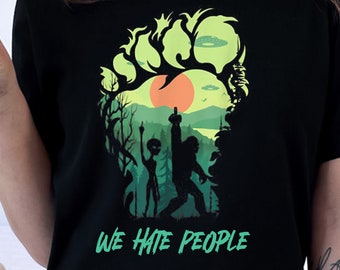 Funny Bigfoot Alien Shirt: Quirky Sasquatch UFO Tee