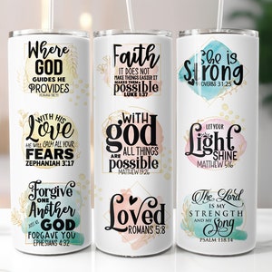 Christian Tumbler Wrap | Christian Bible Verse Affirmations Sublimation Design | 20 Oz Christian Bible Verses Sublimation Designs