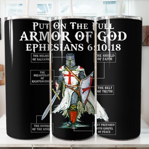 Christian Tumbler Png | Bible Verse Tumbler Png | Armor Of God Tumbler Png | Put On The Full Armor Of God Png | Instant Download