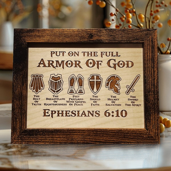 Armor Of God | Armor Of God Sign | Christian Sign | Religious Sign | Christian Gift |  Put On The Full Armor Of God | Ephesians 6:10