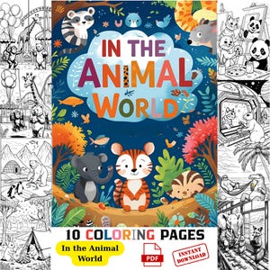 Disegni da colorare con simpatici animali della foresta / Disegni da colorare per bambini in formato PDF stampabili / Divertimento digitale da scaricare per bambini in formato A4, 10 pagine di attività
