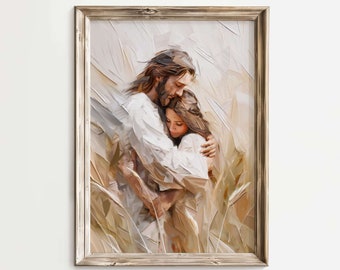 Safe in the Arms of Jesus, Jesus Forgives Her Sins, Printable Religious Wall Art, Digital Download, Christian Decor, Bible Verse Artwork