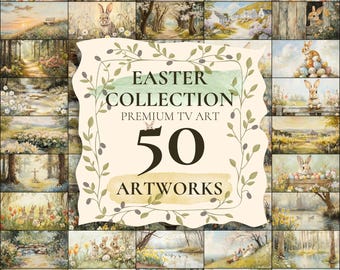 Vintage Easter Frame TV Art Bundle, Rustic Spring Decor (Digital Download)