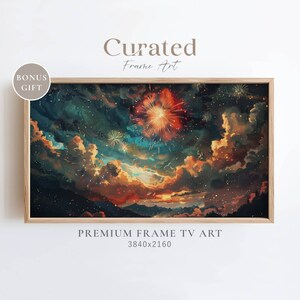 Summer Frame TV Art, 4th of July Firework Painting, July Fourth Party, Patriotic Independence Day Art, Digital Download, Festive Frame TV