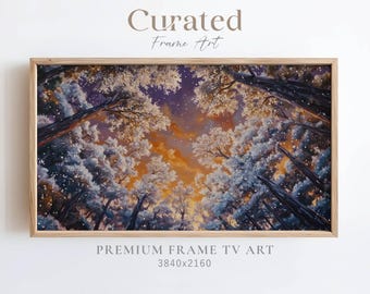 Winter Forest Frame TV Art, Snowy Vintage Landscape (Digital Download)