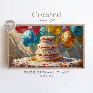 Birthday Frame TV Art, Vintage Birthday Cake, Textured Samsung Frame TV Art, Birthday 4K Screensaver, Birthday Cake Wallpaper, Digital Art