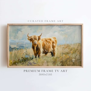 Highland Cow Frame Tv Art, Samsung Frame TV Art, Spring Frame TV Digital TV Art, Farmhouse Screensaver, Country Frame Tv Art, 4K Wallpaper