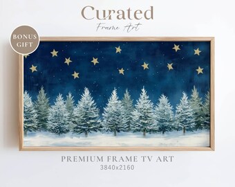 Winter Forest Frame TV Art, Snowy Christmas Trees (Digital Download)
