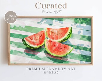 Colorful Watermelon Still Life, Summer Frame TV Art (Digital Download)