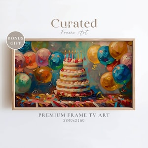 Birthday Frame TV Art, Vintage Birthday Cake, Textured Samsung Frame TV Art, Birthday 4K Screensaver, Birthday Cake Wallpaper, Digital Art