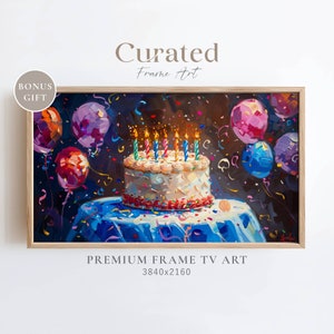 Birthday Frame TV Art, Vintage Birthday Cake, Textured Samsung Frame TV Art, Birthday 4K Screensaver, Birthday Cake Wallpaper, Digital Art