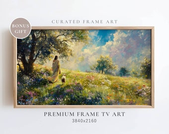 Good Shepherd Frame TV Art, Jesus and Lost Sheep (Digital Download)