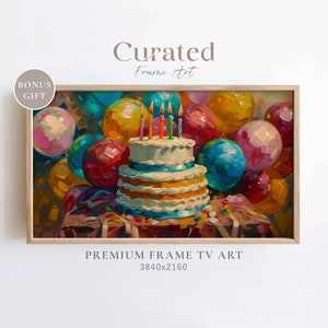 Birthday Frame TV Art, Vintage Birthday Cake, Textured Samsung Frame TV Art, Birthday 4K Screensaver, Birthday Cake Wallpaper, Digital Art