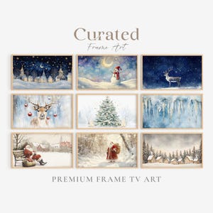 Christmas Frame TV Set of 9, Neutral Festive Decor, Vintage Holiday TV Art Bundle, Samsung Frame TV Art, Christmas Art Collection