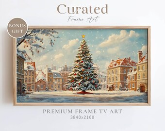 Vintage Christmas Tree Frame TV Art, Winter Holiday Decor (Digital Download)