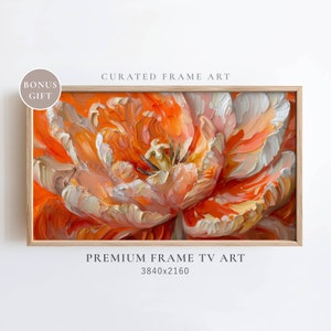 Frame TV Art Abstract Flower Painting, Floral Painting Digital Download, Textured 3D Wildflower Art for Frame TV with Pastel Neutral Tones