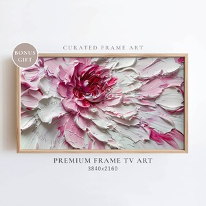 Frame TV Art Abstract Flower Painting, Floral Painting Digital Download, Textured 3D Wildflower Art for Frame TV with Pastel Neutral Tones