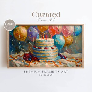 Birthday Frame TV Art, Vintage Birthday Cake, Textured Samsung Frame TV Art, Birthday 4K Screensaver, Birthday Cake Wallpaper, Digital Art