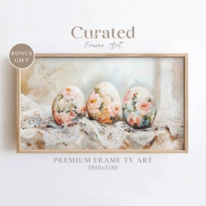 Easter Egg TV Frame Art, Spring and Easter TV Art, Vintage Easter Egg TV Frame, Farmhouse Decor, Warm Muted Spring Painting, Digital Art