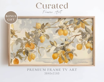 Vintage Lemon Tree Painting, Farmhouse Frame TV Art (Digital Download)