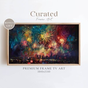 Summer Frame TV Art, 4th of July Firework Painting, July Fourth Party, Patriotic Independence Day Art, Digital Download, Festive Frame TV