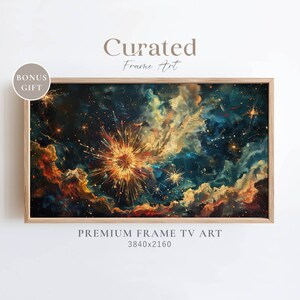 Summer Frame TV Art, 4th of July Firework Painting, July Fourth Party, Nighttime Independence Day Art, Digital Download, Festive Frame TV