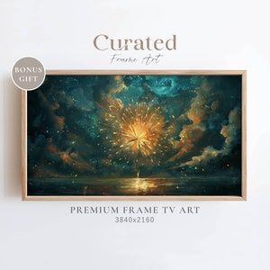 Summer Frame TV Art, 4th of July Firework Painting, July Fourth Party, Nighttime Independence Day Art, Digital Download, Festive Frame TV