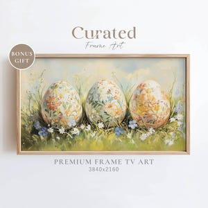 Easter Eggs TV Frame Art, Spring and Easter TV Art, Vintage Easter Egg TV Frame, Farmhouse Decor, Warm Muted Spring Painting, Digital Art