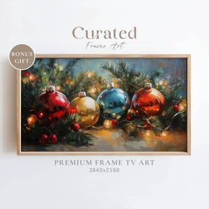 Vintage Christmas Frame TV Art, Christmas Ornaments and Lights Art For TV, Festive Winter and Holiday Farmhouse Decor, Samsung Frame TV Art
