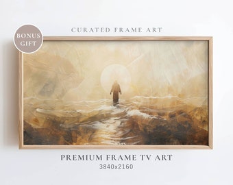 Jesus Walking on Water Oil Painting, Bible Frame TV Art (Digital Download)