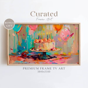 Birthday Frame TV Art, Vintage Birthday Cake, Textured Samsung Frame TV Art, Birthday 4K Screensaver, Birthday Cake Wallpaper, Digital Art