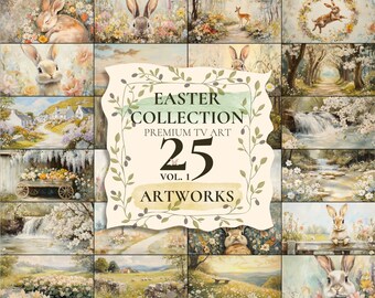 Easter Frame TV Art Set, Vintage Spring Decor (Digital Download)