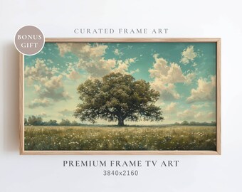 Vintage Meadow Landscape, Warm Tone Samsung Frame TV Art (Digital Download)