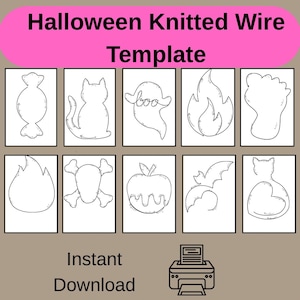 Halloween-draadknutselpatronen | Bundel met breipatronen van draad | Spook, kat, pompoen, vleermuis PDF digitale download