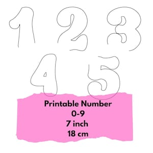 Printable Number Templates 0-9, 7 Inch Numbers, Large Outline Numbers, Bubble Number Stencils, PDF Digital Download, Classroom Decor