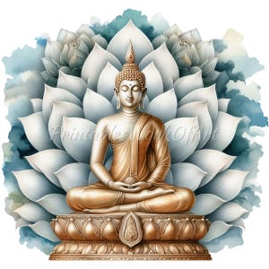 Buddha Watercolor Designs & Printable Art Collection, 8 High-Quality PNG, Digital Download for Paper Craft, Sticker, Mug, Commercial Use,SVG
