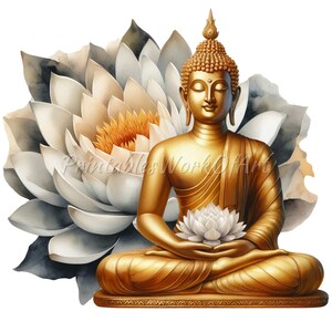 Buddha Watercolor Designs - Printable Art Collection, 8 High-Quality PNG, Digital Download for Paper Craft, Sticker, Mug, Commercial Use,SVG