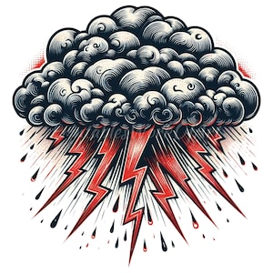 Thunder Cloud Clipart PNG, Lightning Art, 12 Rain Cloud, Pastel Lightning Bolt, Rainy Days, Printable for DIY Card Making, Gift, Sticker