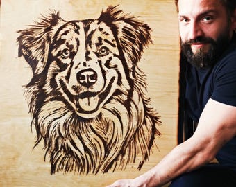 CUSTOM Hand burned image on wood | Pyrography | Home Wall Decor | Woodburning | Extra large