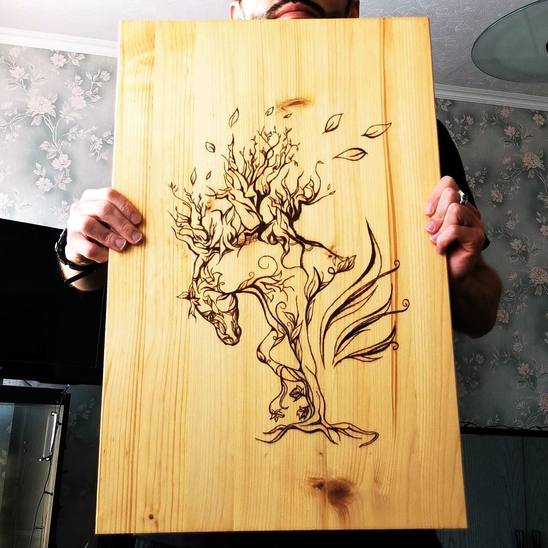 Woodburned Horse | Pyrography | Home Wall Decor | Woodburning