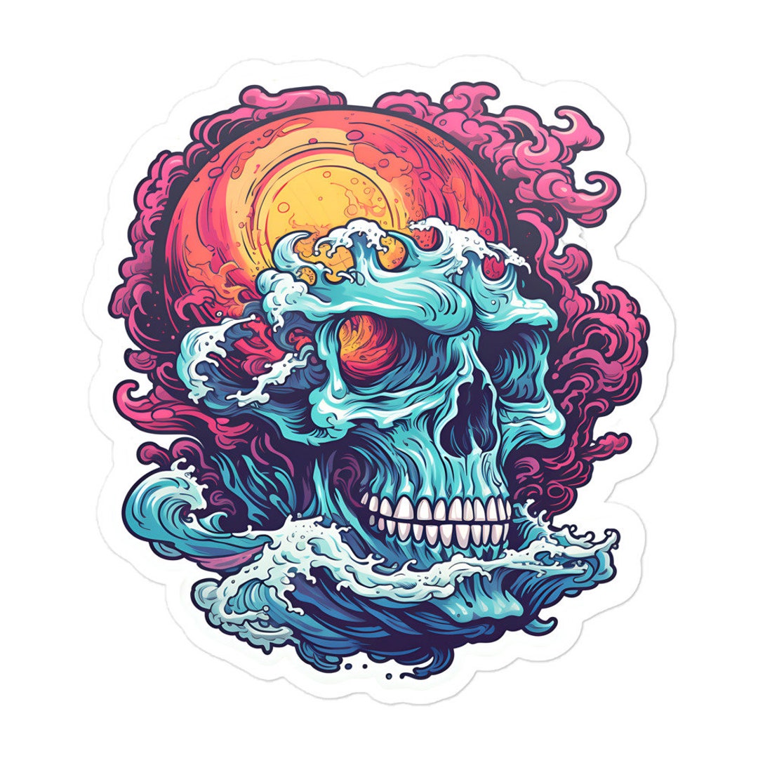 Pool Skull Sticker Surfing Skull Sticker – the Skull Surf, Laptop Decal, Hydroflask Vinyl ...