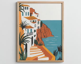 Cinque Terre Italy Travel Poster – Coastal Village Art Print