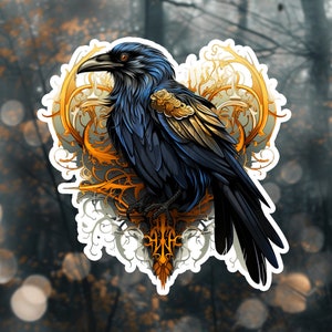 Eternal Enigma: Mysterious Raven Sticker - Sticker for Laptop, Hydroflask and Car