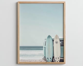 Vintage Surf Art Print – Boho Camper Van, Coastal Beach Decor