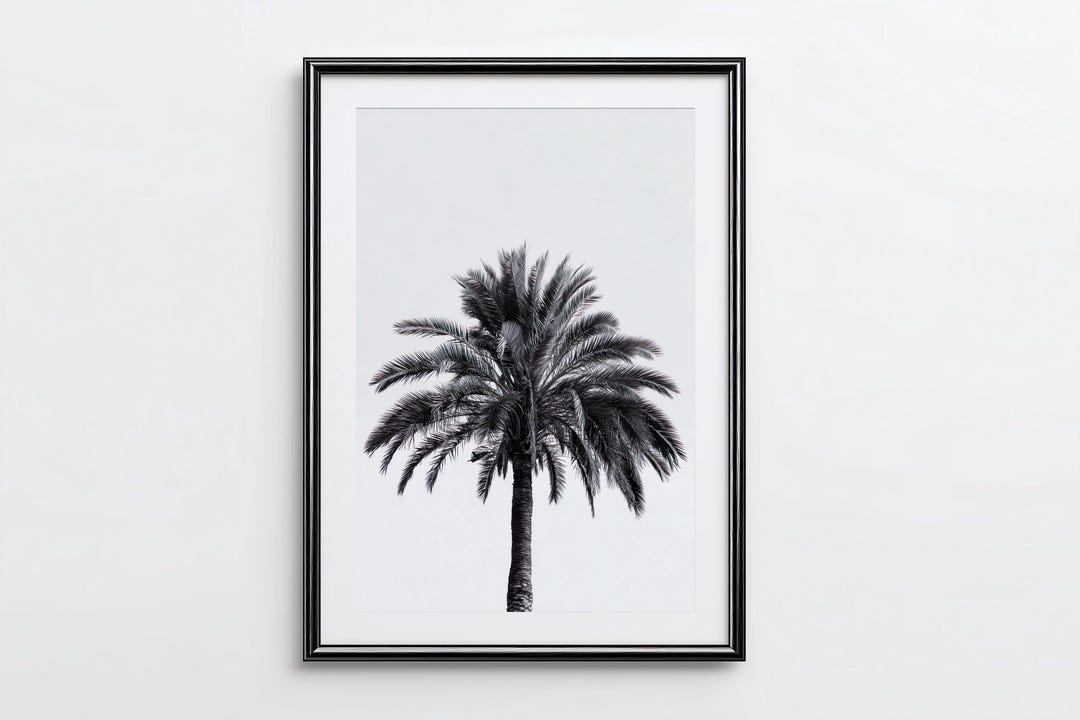 Palm Tree Fine Art Print – Minimal Black and White Coastal Wall Decor ...