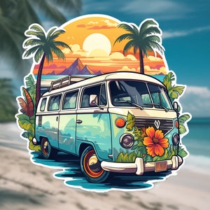 Surfer Sticker - Camper Van Life Sticker - Perfect for Laptops, Hydroflasks & Cars, Beach Vibe Vinyl Decal